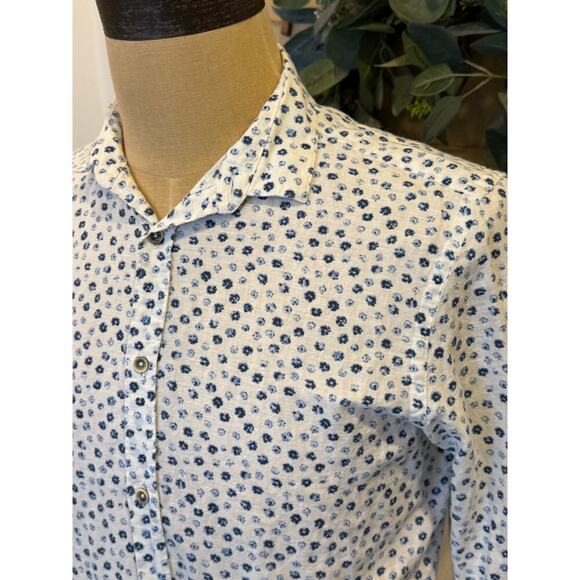 ZARA Man Slim Fit Blue Floral Button Down Shirt size M - Picture 2 of 8